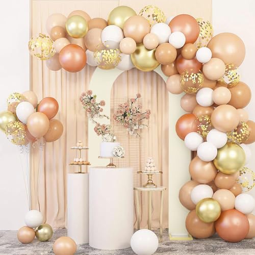 LEBENGURU Upgraded 7.2FT Open Arch Backdrop Cover,Beige Spandex Fitted Round Top Wedding Arches,Double-Sided U-Shaped Arch Chiara Stand Covers for Birthday Party Baby Shower Banquet Balloon Décor - Image 2