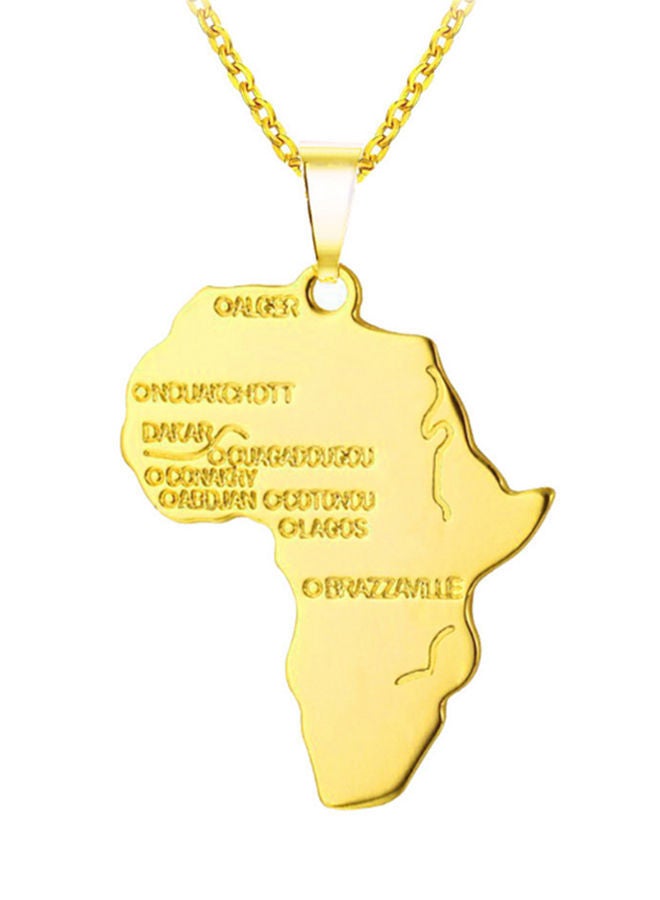 Y&D 18 Karat Gold Plated Africa Map Pendant With Necklaces - Image 1