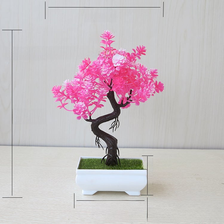 Generic Artificial Potted Plant Green Lush Decor Lucky Pink 