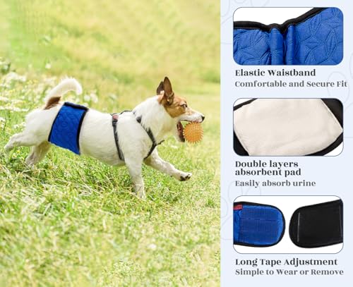 Mkono Male Dog Belly Band Wraps Washable Dog Diapers Male for Small and Medium Dogs (3 Pack), Waist 11.8 Inches to 15.7 Inches - Image 4