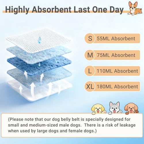 Mkono Male Dog Belly Band Wraps Washable Dog Diapers Male for Small and Medium Dogs (3 Pack), Waist 11.8 Inches to 15.7 Inches - Image 5