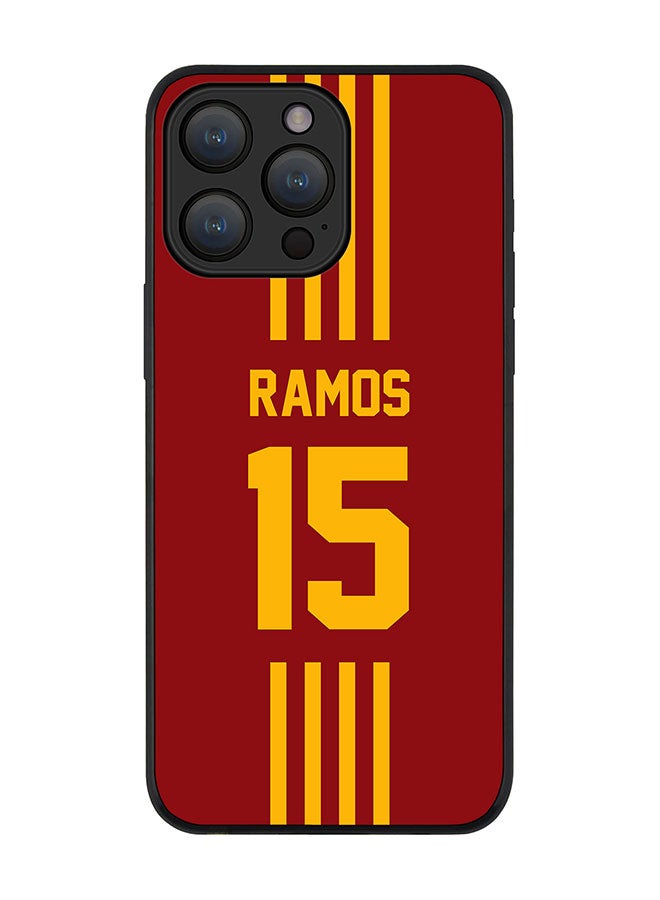 Stylizedd Cover for iPhone 15 Pro Max Case Rugged Black Slim fit Flexible Protective Phone Cases - Football Team - Spain Player Name - Ramos - Image 1