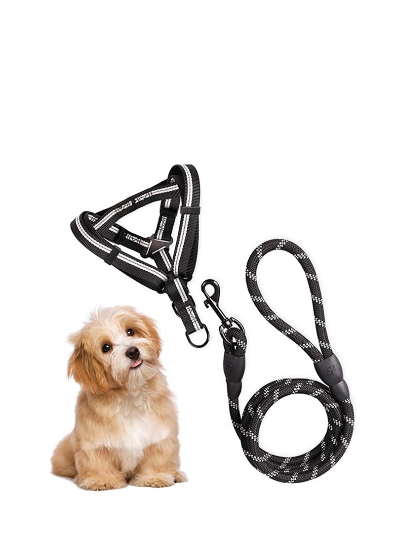 SYOSI Heavy Duty Adjustable Pet Puppy Dog Safety Harness, Reflective Padded Dog Leash Collar Chest Harness Vest with Handle for Small Medium Large Dogs - Image 3