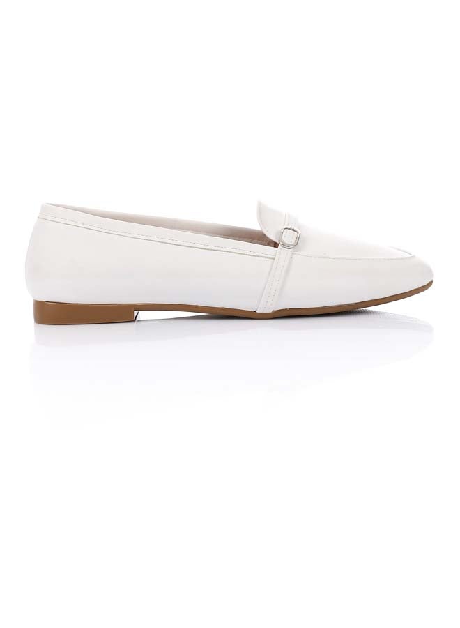 ICE CLUB Chic White Ballets With Decorative Buckle