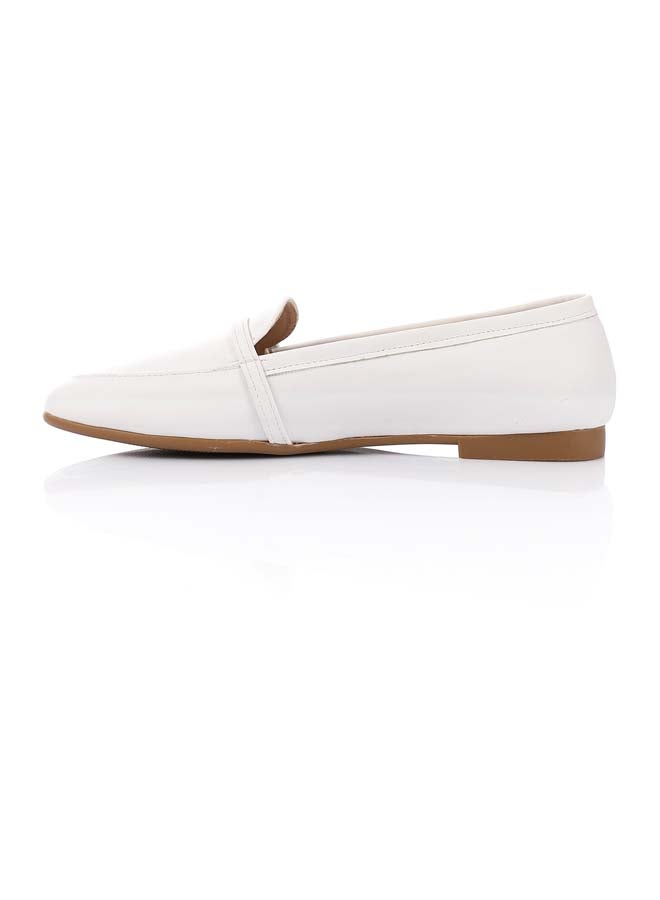 ICE CLUB Chic White Ballets With Decorative Buckle