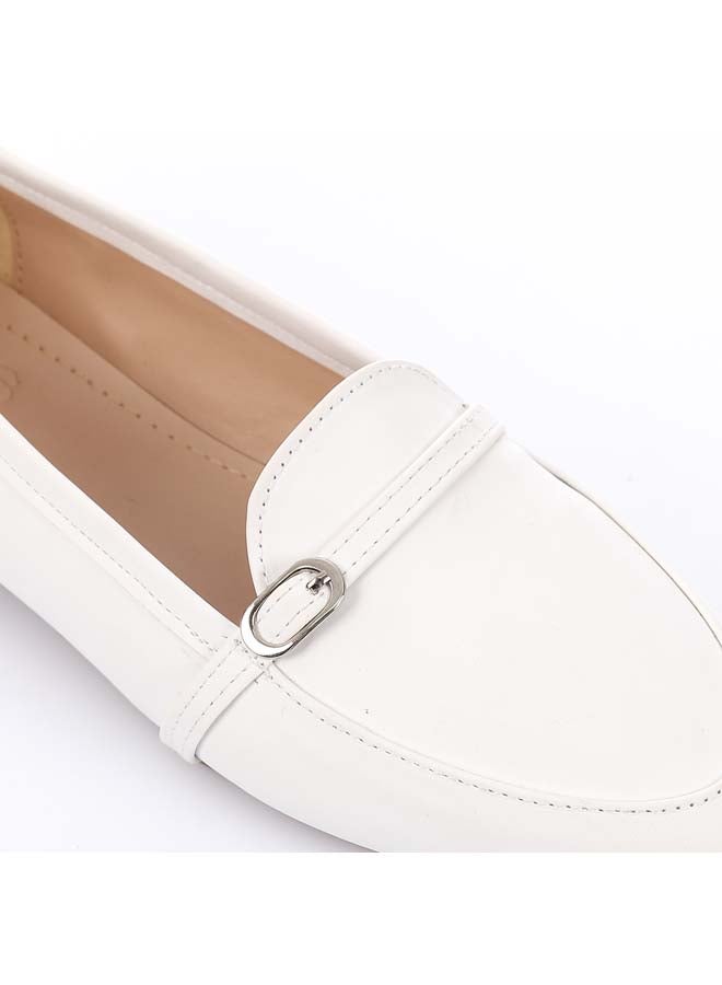 ICE CLUB Chic White Ballets With Decorative Buckle