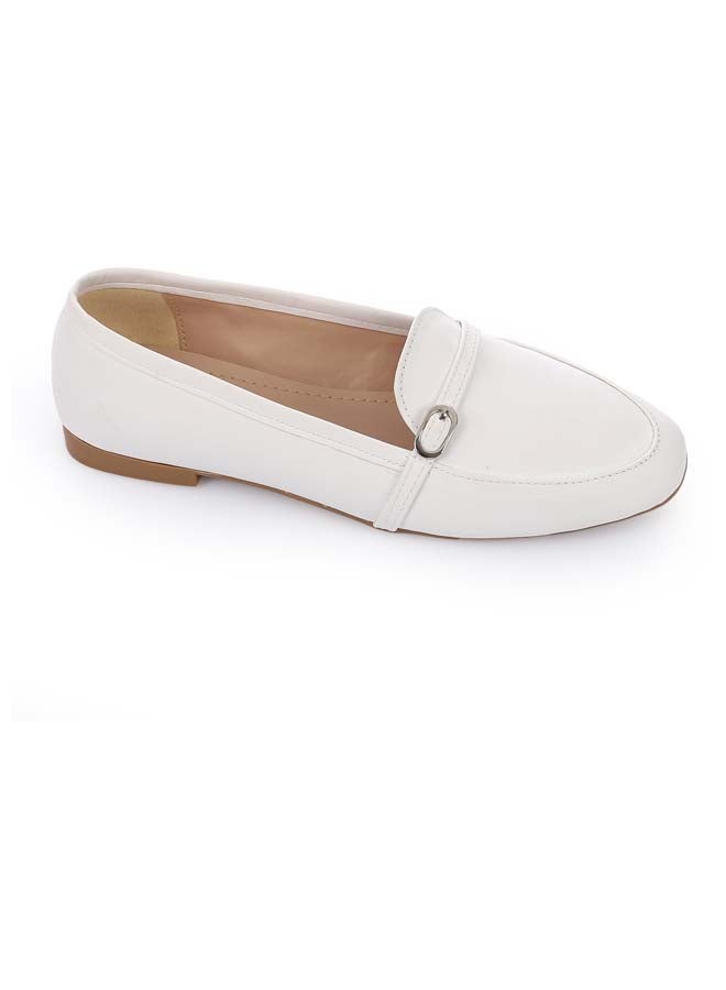 ICE CLUB Chic White Ballets With Decorative Buckle