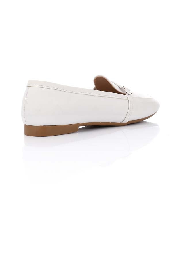 ICE CLUB Chic White Ballets With Decorative Buckle