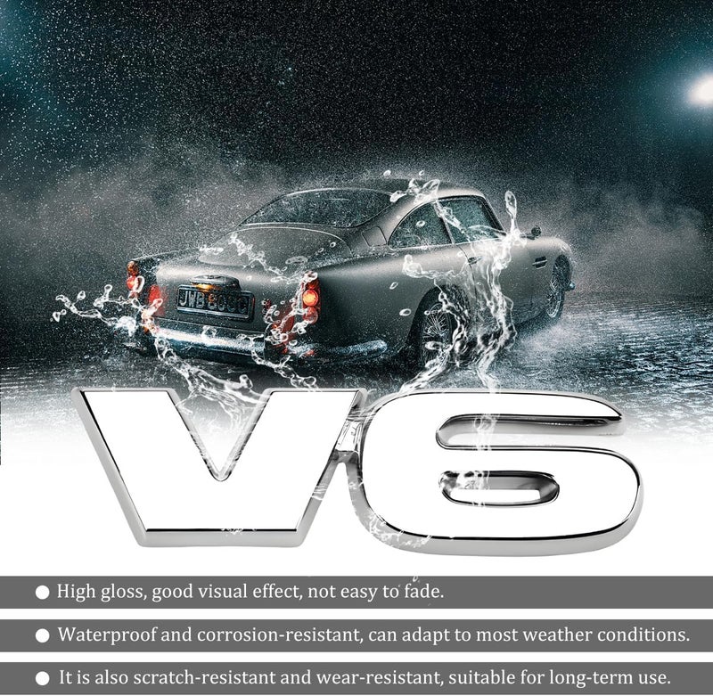 قطعتان من شعار V6 المعدني ثلاثي الأبعاد، شعار زخرفي كلاسيكي V6 لاسم اللوحة الجانبية الخلفية وباب المؤخرة، ملصق حروف الشعار للرفارف وصندوق السيارة، متوافق مع 4Runner Tacoma (فضي) مناسب تخزين ونقل - Image 4