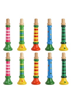 Y&D SYOSI 10 Pieces Small Wooden Trumpet, Colorful Piccolo Flute for Kids Musical Instruments Children, Early Education Develop 3+ Year Age, Boys Girls, School (Random Colors)  - Image 1