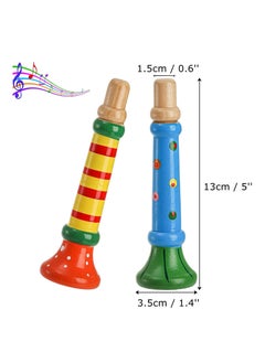Y&D SYOSI 10 Pieces Small Wooden Trumpet, Colorful Piccolo Flute for Kids Musical Instruments Children, Early Education Develop 3+ Year Age, Boys Girls, School (Random Colors)  - Image 2