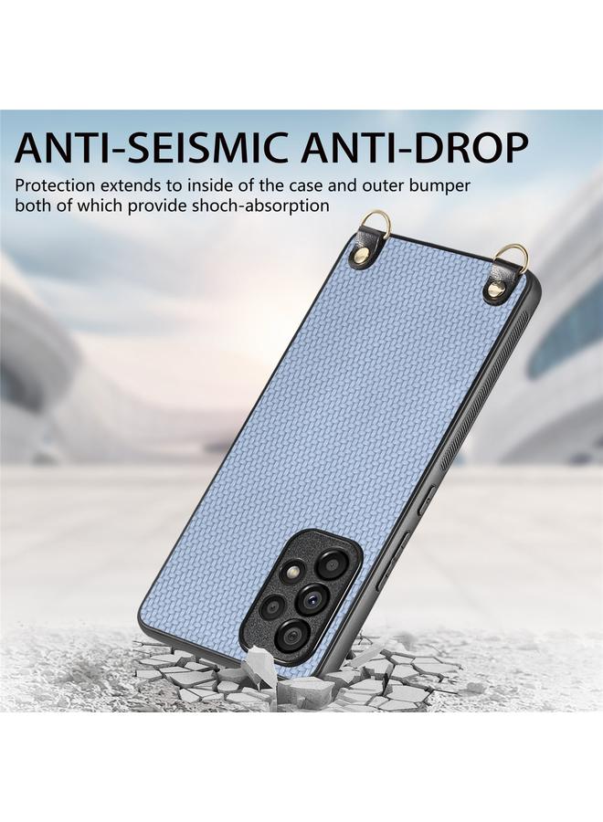 S-TOP Case For Samsung Galaxy A53 Carbon Fiber Texture Leather Back Cover Phone Case with Crossbody Strap - Image 4