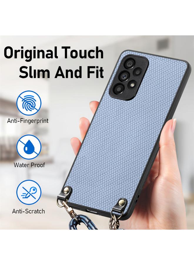 S-TOP Case For Samsung Galaxy A53 Carbon Fiber Texture Leather Back Cover Phone Case with Crossbody Strap - Image 5