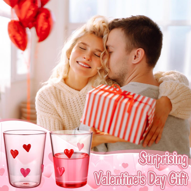 FoldTier 4pcs Heart Icon Juice Glasses 8.5 oz Red and Pink Heart Icon Wine Glasses Apprciation Gifts Bulk for Engagement Wedding Party Her Women Girlfriend Wife Present - Image 4