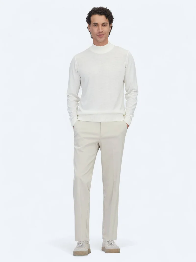 كيب سويت شيرت محبوك بلون بيج