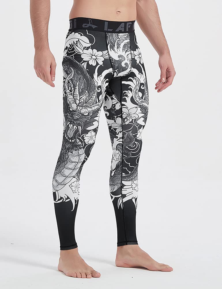 LAFROI Men's 2-Pack Quick Dry Cool Compression Fit Tights Leggings Waistband-YSK08 Dragon Size XL - Image 4