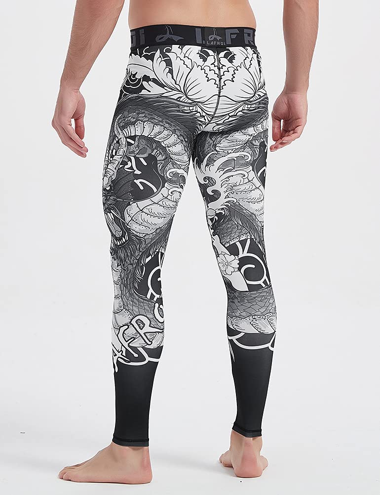 LAFROI Men's 2-Pack Quick Dry Cool Compression Fit Tights Leggings Waistband-YSK08 Dragon Size XL - Image 5