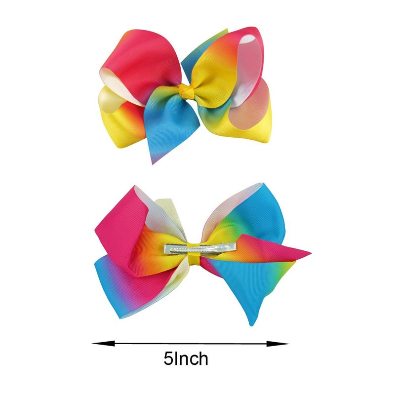 BGFKS Layered Ballet Tulle Rainbow Tutu Skirt for Little Girls Dress Up with Colorful Hair Bows (Rainbow,4-8X) - Image 3