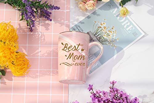 Toshiy Best Mom Mug - Birthday and Mother's Day Gift from Daughter or Son - 14 Ounce Pink Mug with Spoon, Cup Mat, and Gift Box - Image 4