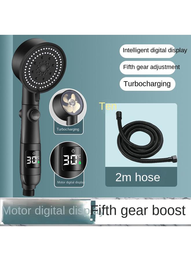 Bluejw Cross-border New 38-degree Water Stop Temperature Display Digital Display Shower Temperature Control Small Man Waist Shower Head Pressurized Shower Head  - Image 1