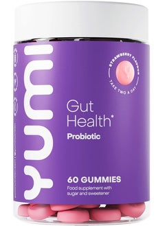 Yumi Nutrition Probiotic Gut Health Gummies | Effective for Digestion, Vegan and Gluten-Free  60 Gummies | Strawberry Flavour
