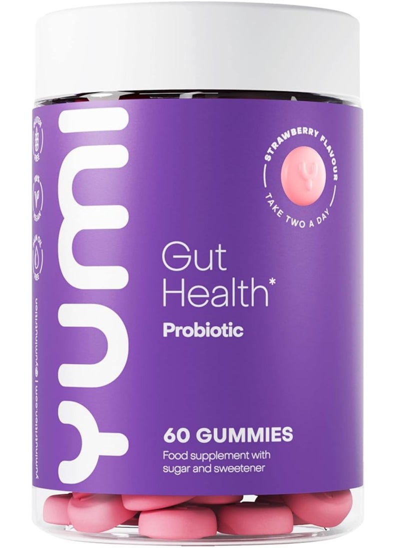 Yumi Nutrition - Yumi Nutrition Probiotic Gut Health Gummies | Effective for Digestion, Vegan and Gluten-Free  60 Gummies | Strawberry Flavour - Image 1