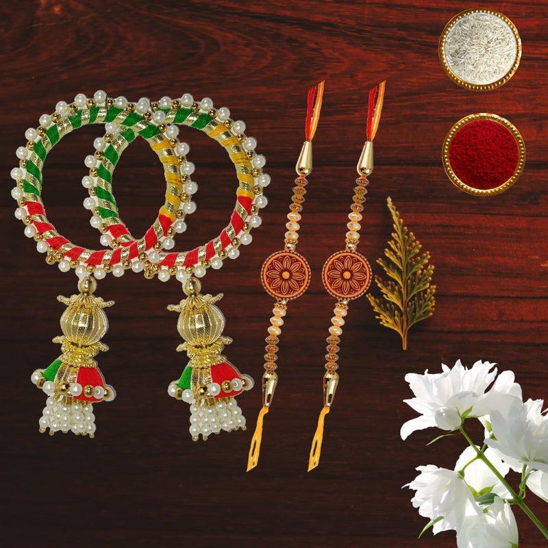 Ingo creation chudda rakhi for brother and bhabhi/bhaiya bhabhi rakhi set (Multicolour) - Image 2
