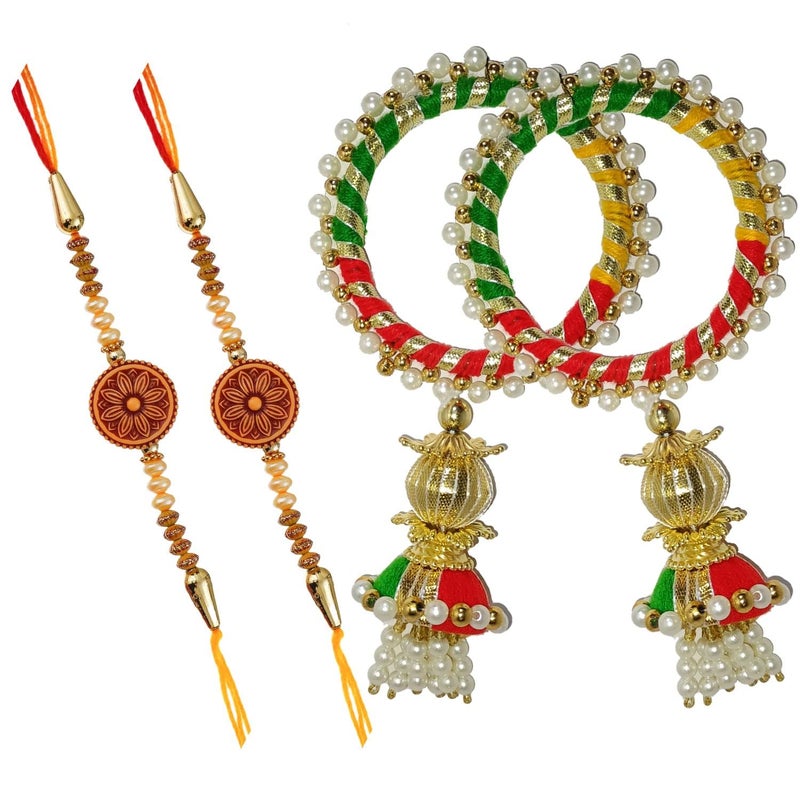 Ingo creation chudda rakhi for brother and bhabhi/bhaiya bhabhi rakhi set (Multicolour) - Image 1