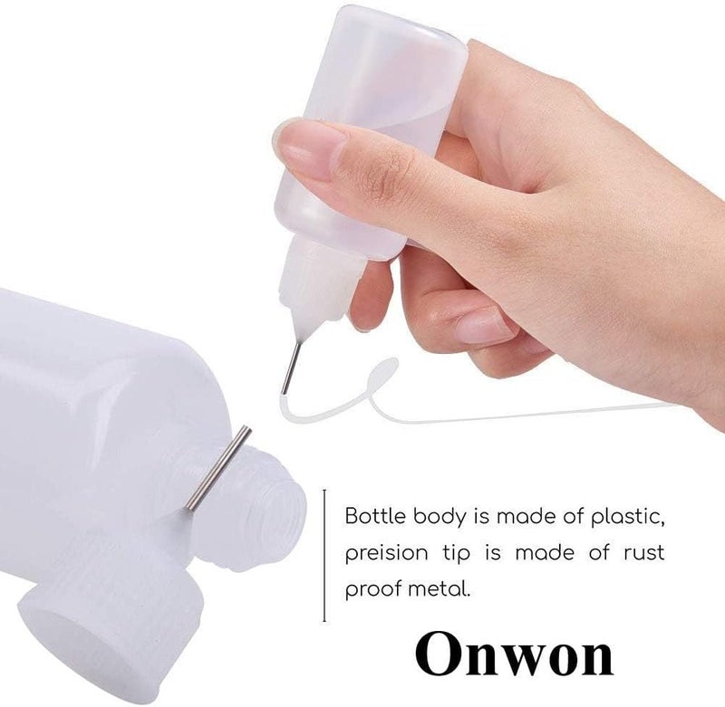 ONWON 10 Pieces Precision Needle Tip Glue Bottle Applicator 1 Ounce/ 30 ml Empty Applicator Glue Oiler Squeeze Bottle for Paper Quilling DIY Craft - Image 2