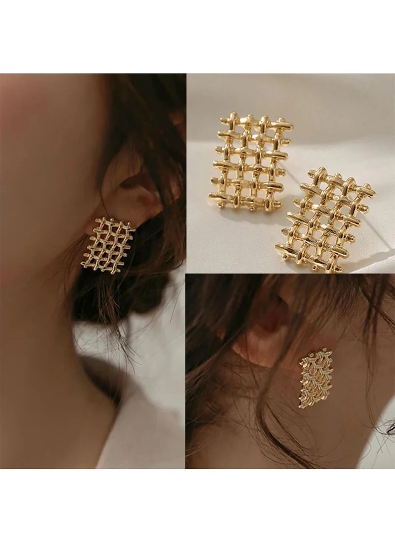 Bahels Gold Wicker Braid Model Earrings