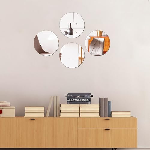 Goelite Silver Acrylic for Painting & Art and Craft Purpose | This is NOT A Real Mirror | 6 Inch X 6 Inch Pack of 4 | Round Circle Mirror for Lippan Art, and Many More - Image 2