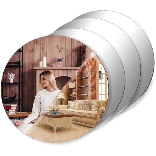 Goelite Silver Acrylic for Painting & Art and Craft Purpose | This is NOT A Real Mirror | 6 Inch X 6 Inch Pack of 4 | Round Circle Mirror for Lippan Art, and Many More - Image 1