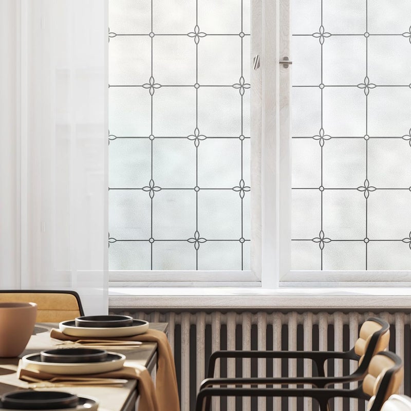 Artscape Victoria 36 x 72 Inch Window Film, Made in USA – Provides Privacy, Non-Adhesive, Textured Leaded Glass Pattern, UV Protection, Easy to Apply and Removable - Image 1