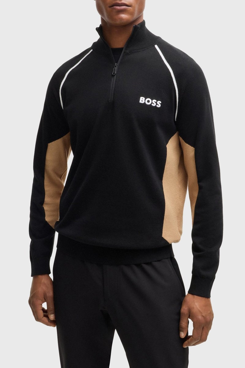 BOSS Cotton Half Zipper Stand Collar Sweater Men's Sweater 50519377 001  - Image 1