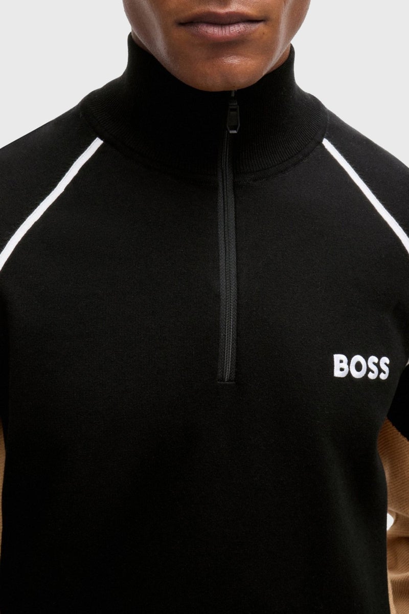 BOSS Cotton Half Zipper Stand Collar Sweater Men's Sweater 50519377 001  - Image 3