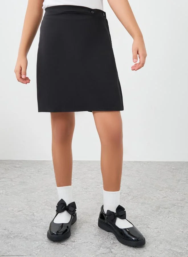 ستايلي Styli Girls Black Plain Skorts with Button Detail