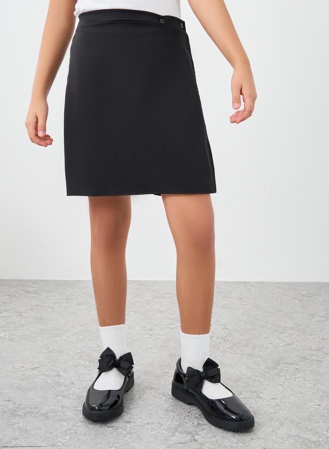 ستايلي سكورت مدرسي ستايلي جيرلز أسود سادة بأزرار - Image 2