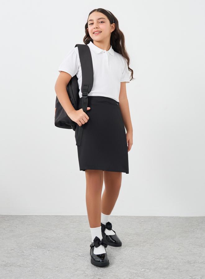 ستايلي سكورت مدرسي ستايلي جيرلز أسود سادة بأزرار - Image 1