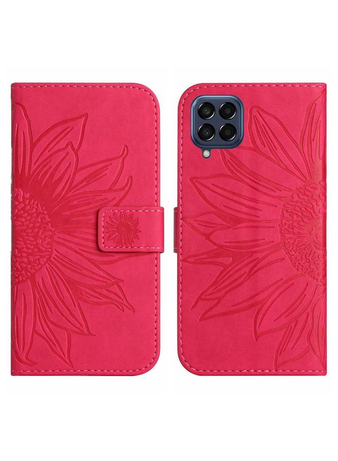 اس-توب جراب لهاتف Samsung Galaxy M33 5G، جراب هاتف جلدي قلاب بنمط زهرة الشمس مع حبل تعليق - Image 2