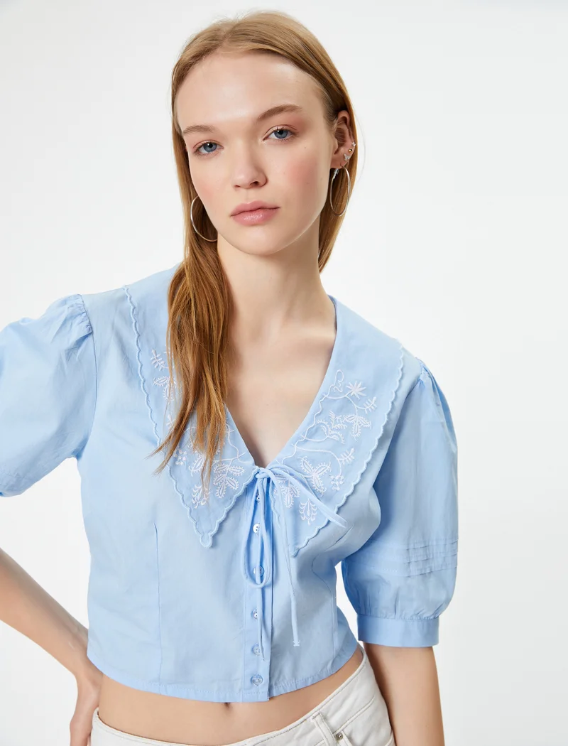 كوتون Puff Sleeve Blouse