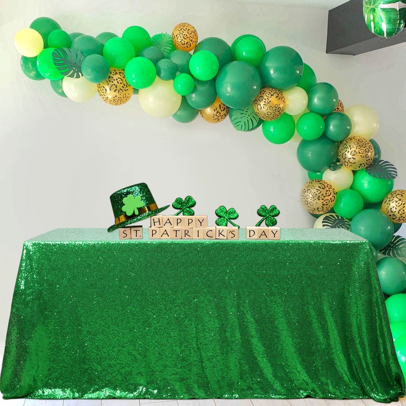 BCOOL Green Tablecloth Christmas Green Sparkle Tablecloth 85ft Sequin Table Cloth Shimmer Fabric for Bridal Baby Shower Decorative St Patricks Day Buffet Parties60x102inch