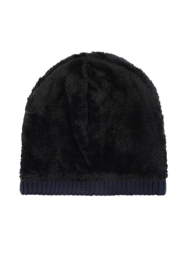 iSWEVEN Winter Cap for Men & Women | Inside Fur Woolen Unisex Beanie Cap | Men's and Women's Warm Winter Hat Unisex-Adult Soft Wool Slouchy Stylish Skull Beanie Cap (WC4138B, Blue, Free Size) - Image 5