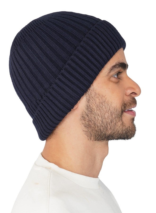 iSWEVEN Winter Cap for Men & Women | Inside Fur Woolen Unisex Beanie Cap | Men's and Women's Warm Winter Hat Unisex-Adult Soft Wool Slouchy Stylish Skull Beanie Cap (WC4138B, Blue, Free Size) - Image 3