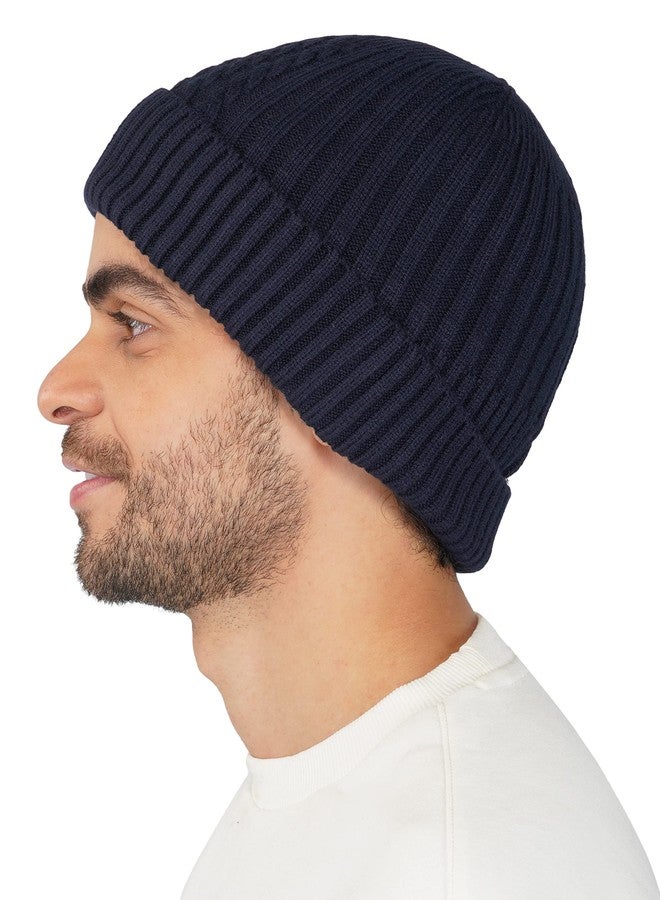 iSWEVEN Winter Cap for Men & Women | Inside Fur Woolen Unisex Beanie Cap | Men's and Women's Warm Winter Hat Unisex-Adult Soft Wool Slouchy Stylish Skull Beanie Cap (WC4138B, Blue, Free Size) - Image 1