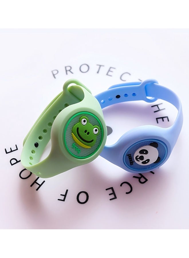 2PCS Cartoon Frog Bear Flashing Mosquito Repellent Wristband, Portable Glowing Mosquito-Repellent Watch for Children and Adults, Adjustable Silicone Buckle, Summer Outdoor Essential - Image 1