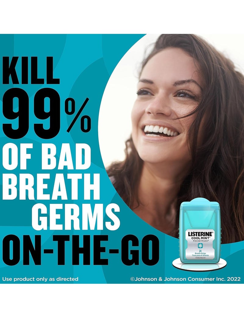 Listerine Listerine Cool Mint Pocketpaks Breath Strips Kills Bad Breath Germs, 24-Strip Pack, 3 Pack  - Image 4