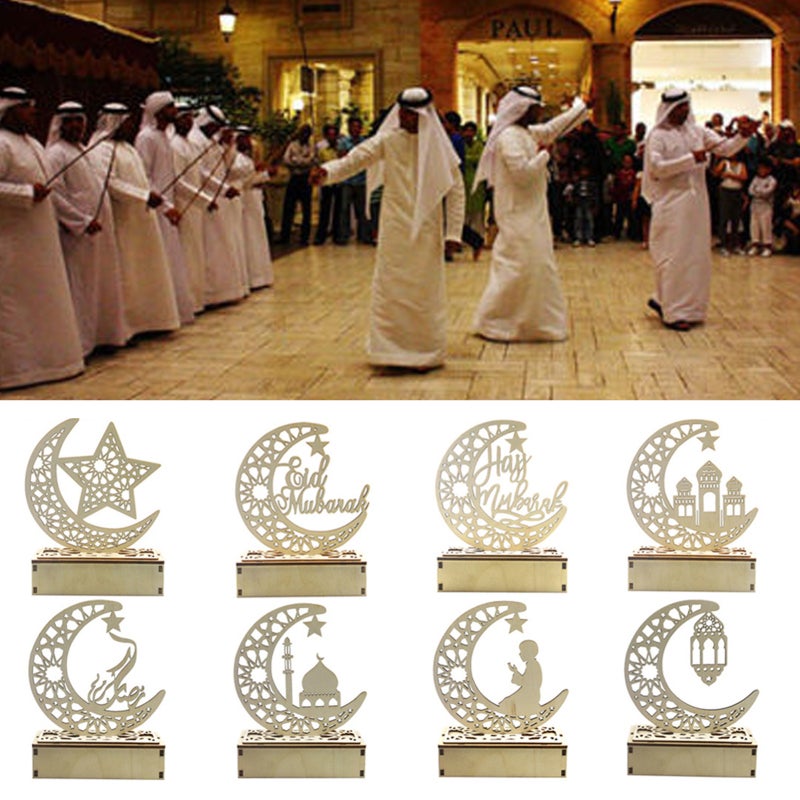 Ramadan Led Lamp: Solid Wood Stable Structure - Ramadan Eid Festival Elements Moon Led Lamp for Home Decoration And Night Light Use - Image 4