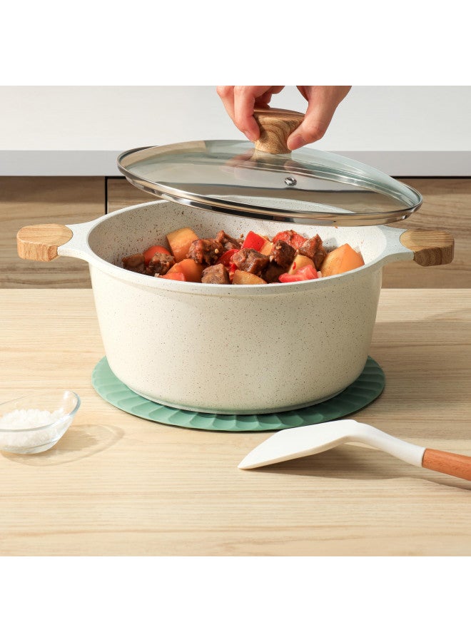 SENSARTE Ceramic Nonstick Dutch Oven 4.5QT, Nonstick Induction Stock Pot Stew Pot with Lid, Non-toxic Healthy Cooking Pot, PFAS and PTFE Free - Image 3