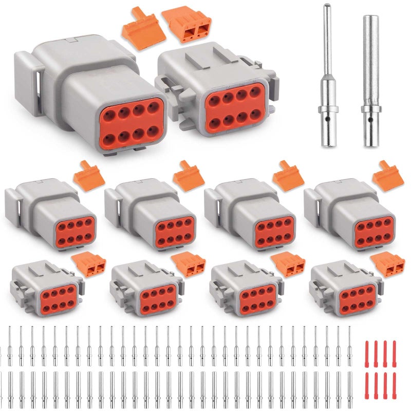 JRready Deutsch DTM 8 Pin Connectors 4 Kits Waterproof Electrical Wire Connectors with Size 20 Solid Contacts 2022AWG ST63308 Deutsch DTM Automotive Connectors Kit for Car TruckMarine - Image 2