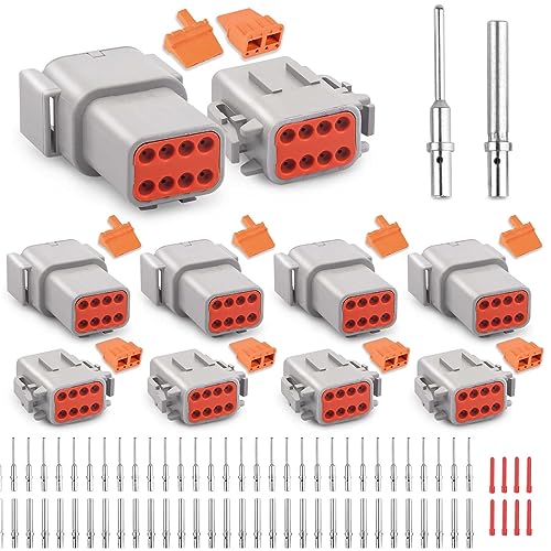 JRready Deutsch DTM 8 Pin Connectors 4 Kits Waterproof Electrical Wire Connectors with Size 20 Solid Contacts 2022AWG ST63308 Deutsch DTM Automotive Connectors Kit for Car TruckMarine - Image 1